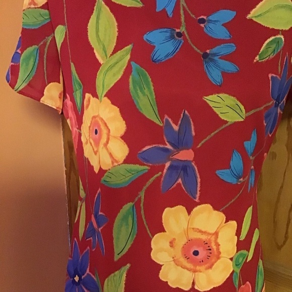 Vintage 90s bright red floral mini dress - Picture 6 of 11